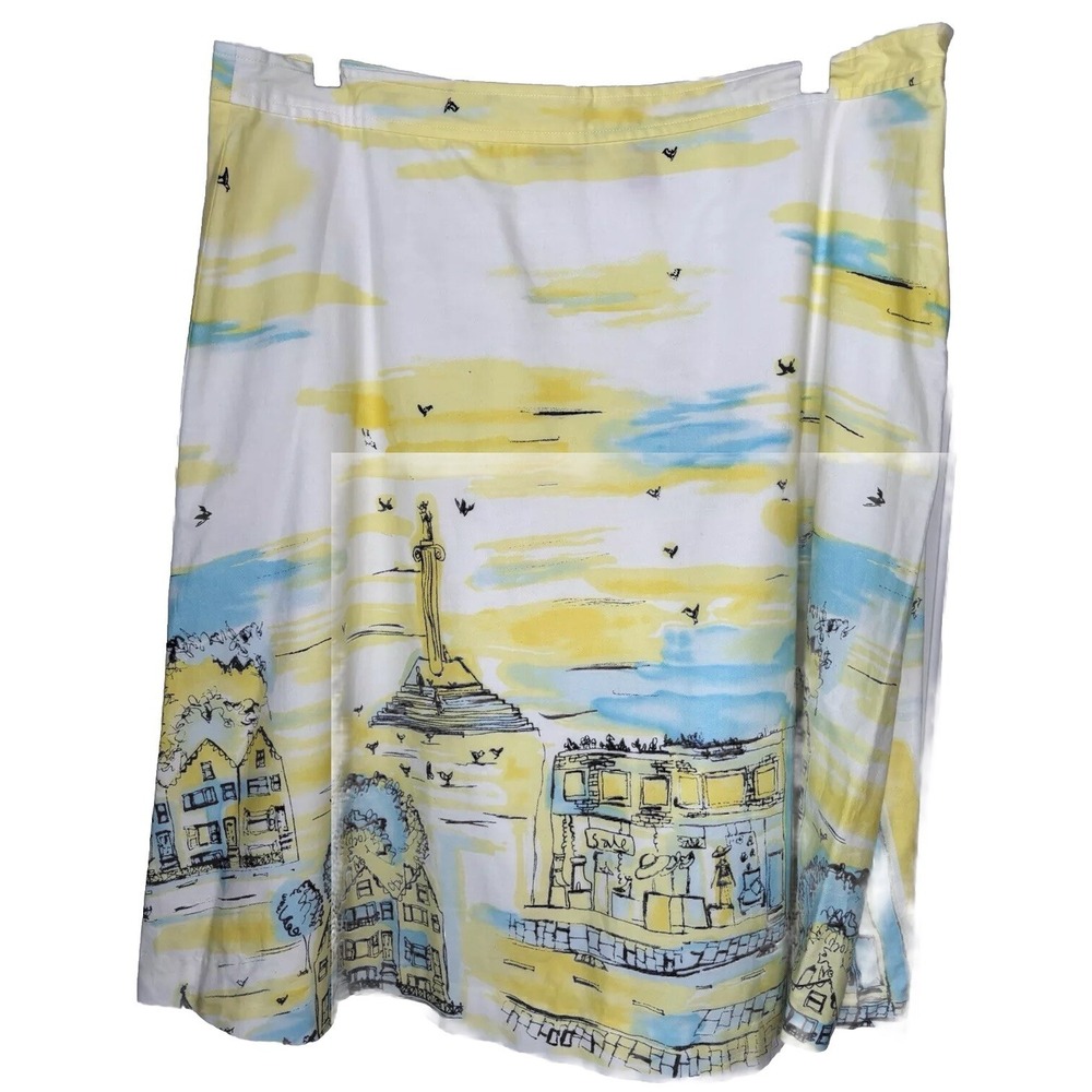 Valerie Stevens Skirt Womens 16 Art-To-Wear City Scape A-Line Knee Length Resort